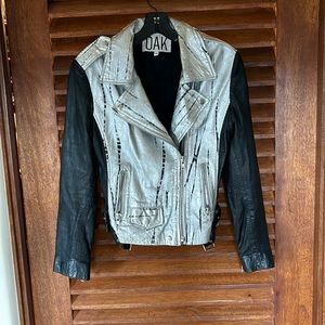 Black/Silver Leather Moto Jacket